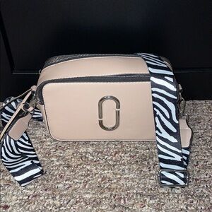 Marc Jacobs Cream and Black Crossbody Bag with Zebra Strap